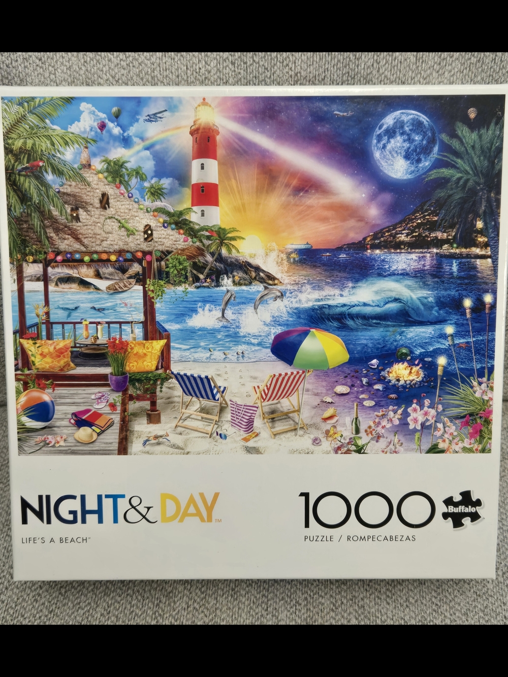 Night&Day -" Lifes A Beach"-1000 Piece Jigsaw Buffalo Games Puzzle